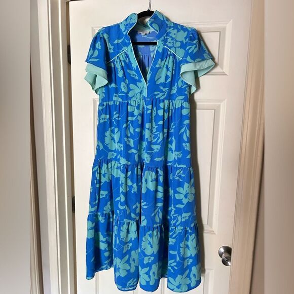 Umgee Two Tone A Lined floral Sundress with Flutter Cap Sleeves Women’s Small - Picture 9 of 14